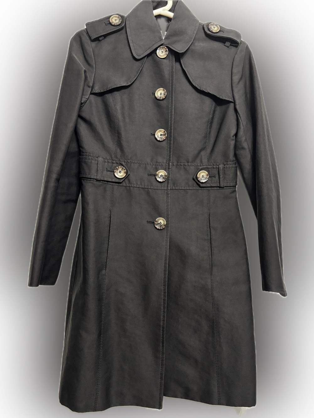 Kenneth Cole N.Y. Trench Coat BLACK Size XS 51% Cotton